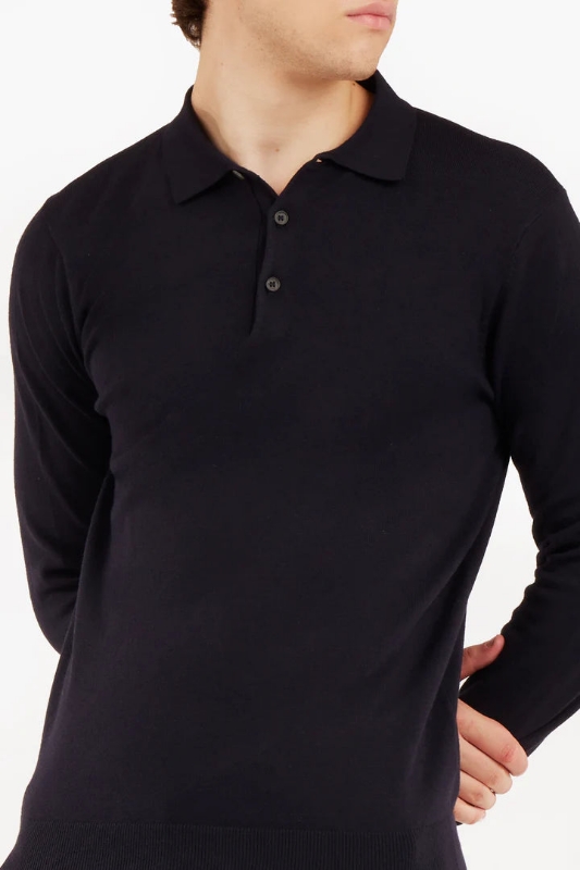 Pulover cu guler polo 9252SP Blu