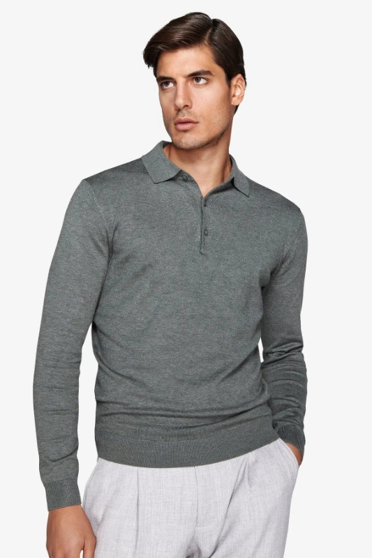 Poza cu Pulover cu guler polo CAIM48-1401 Verde