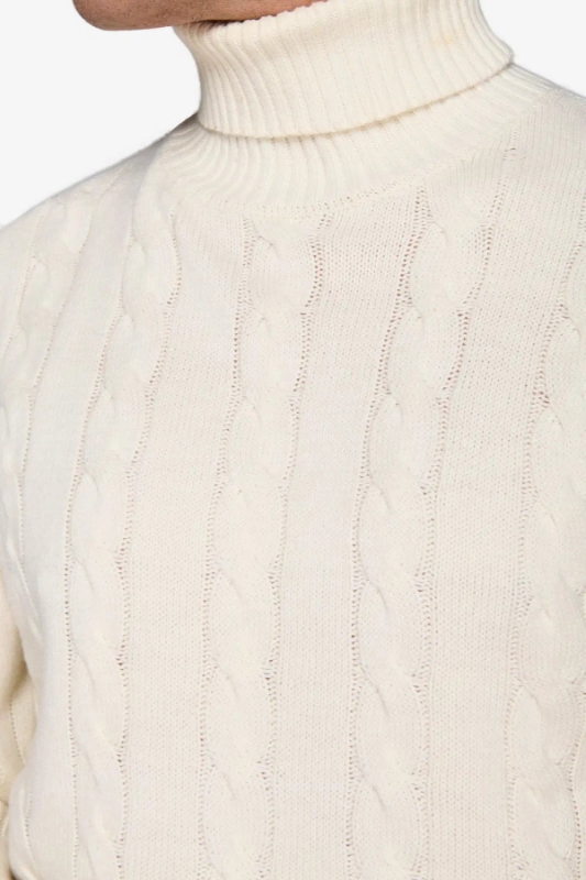 Pulover pe gât YUTM18-1452 Bianco