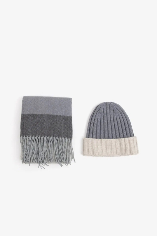 Set Fular+Căciulă YUTKIT-8561 Grigio